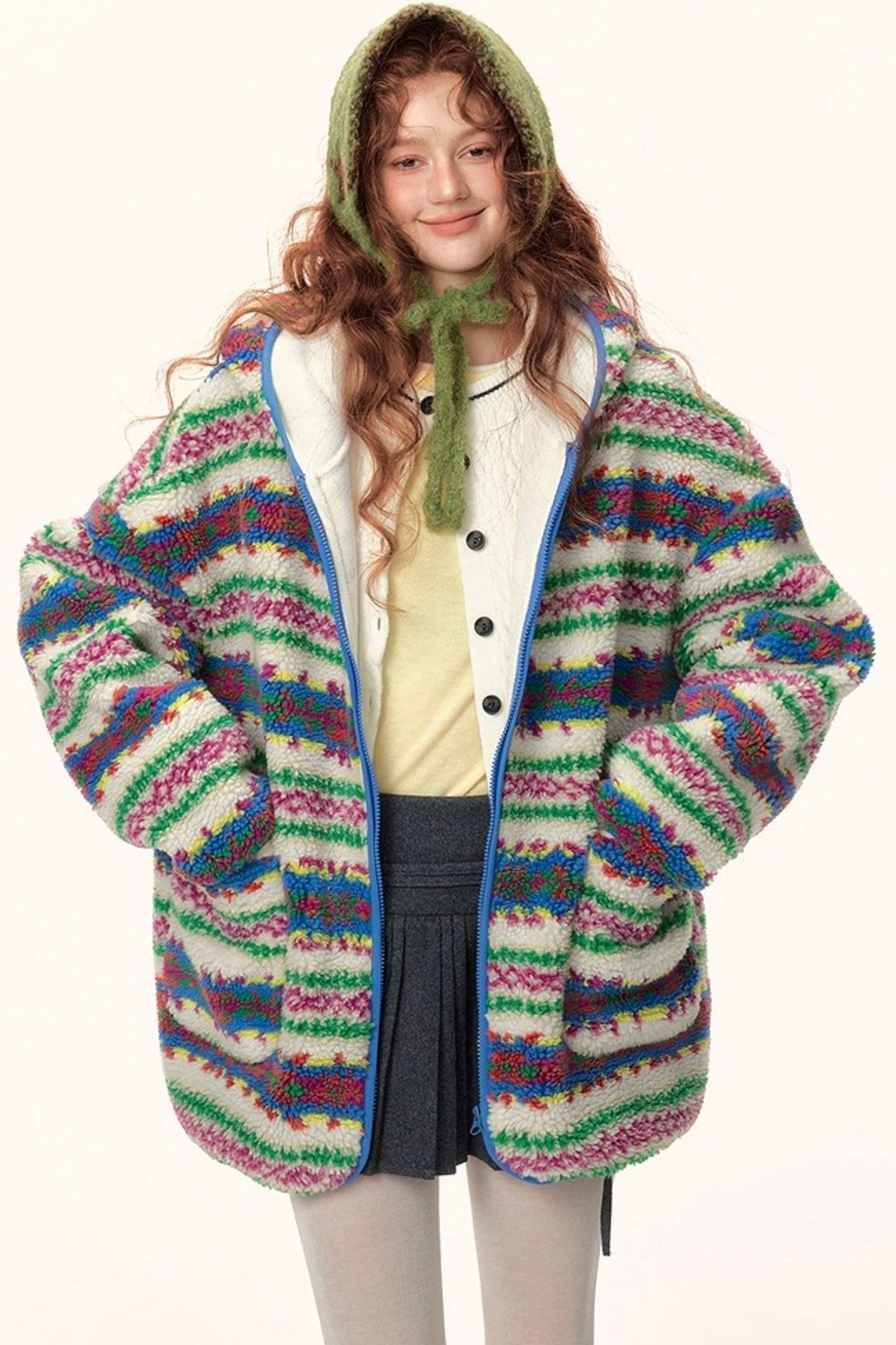 Imitation Cashmere Hooded Jacket