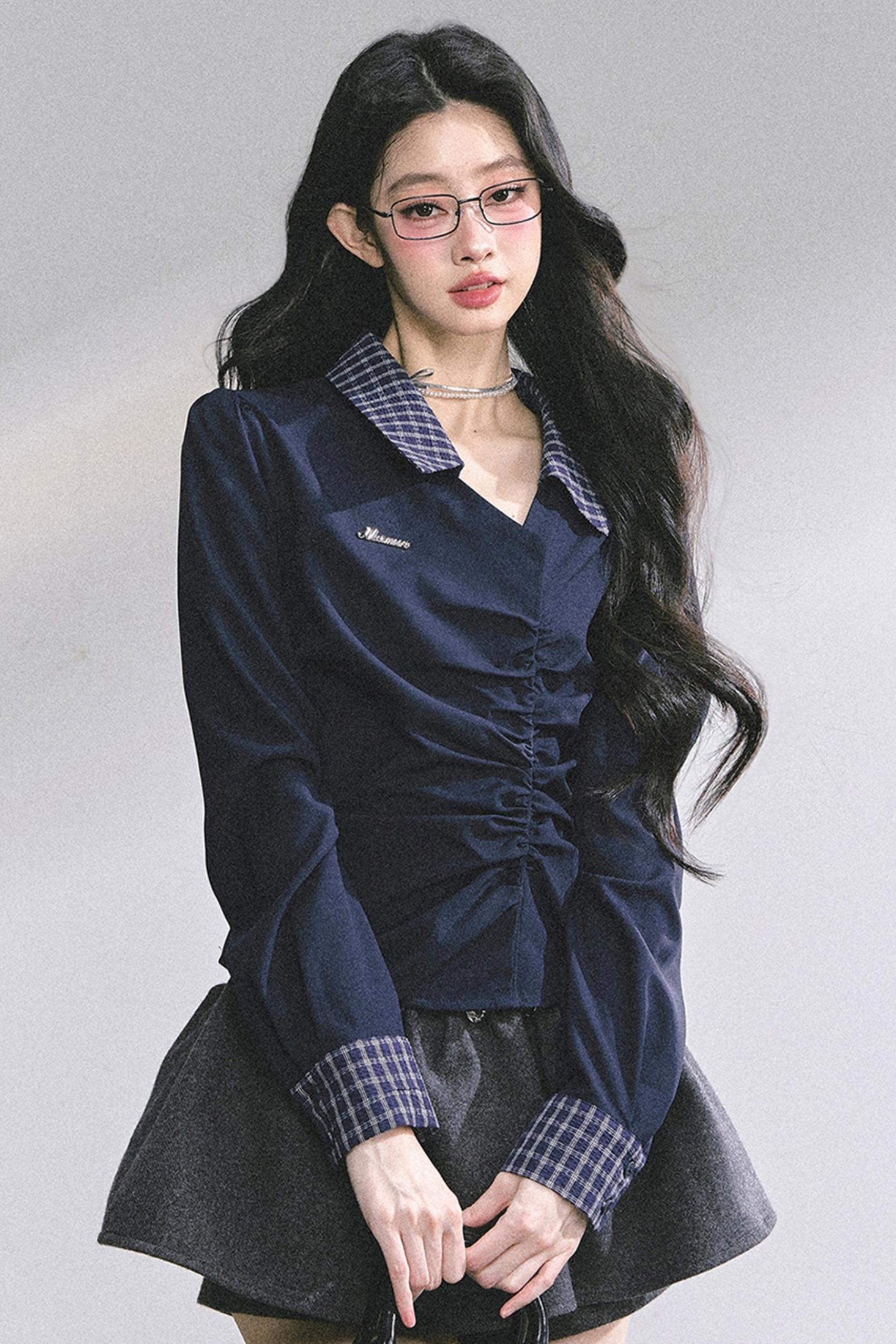 Slimming Blue Plaid Shirt