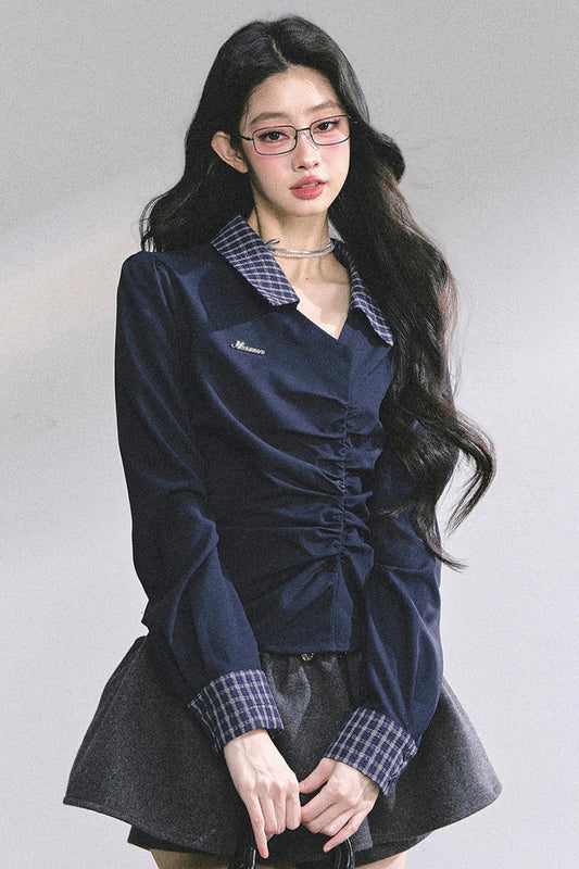 Slimming Blue Plaid Shirt