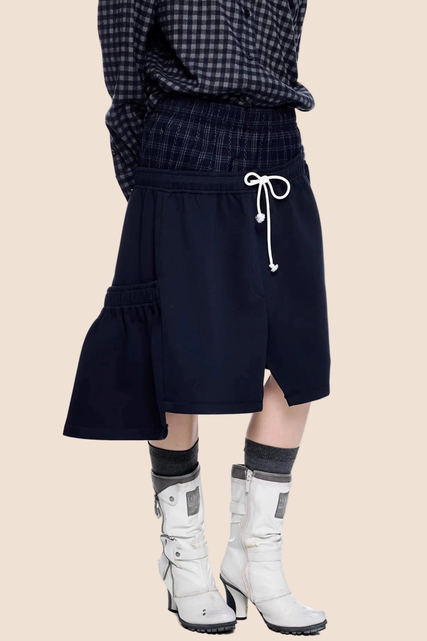 Patchwork Faux Two-Piece Skirt