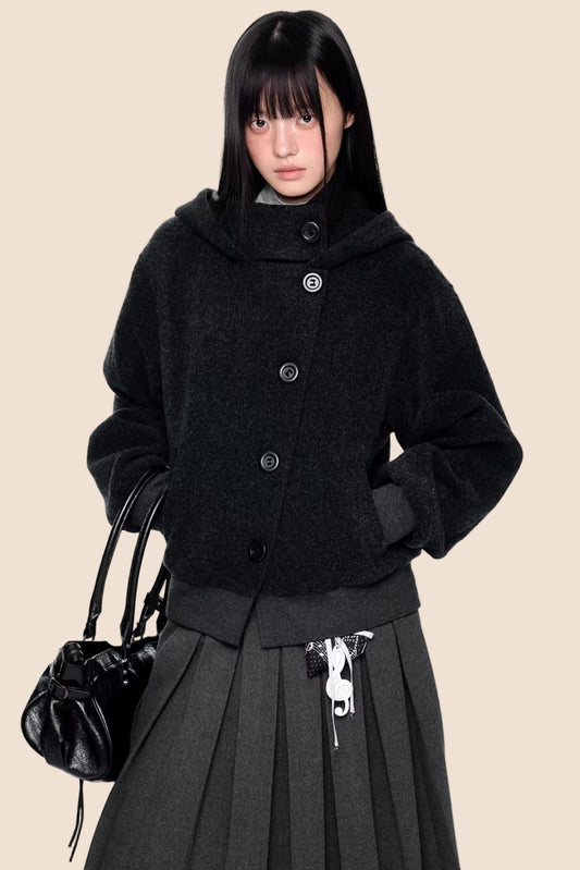 Vintage Woolen Hooded Jacket