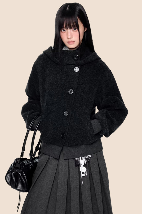 Vintage Woolen Hooded Jacket