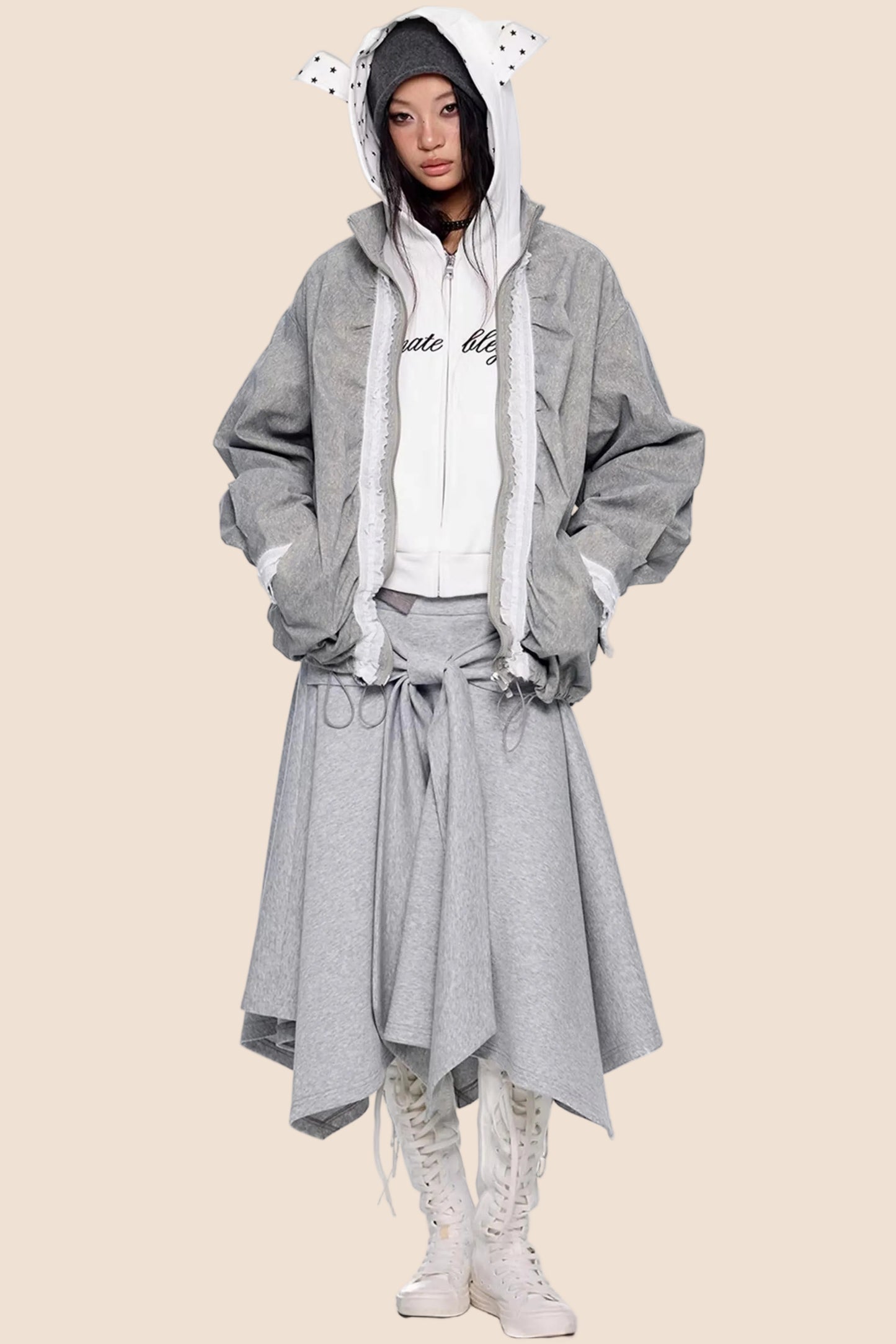 Jacke mit Kordelzug und Reißverschluss