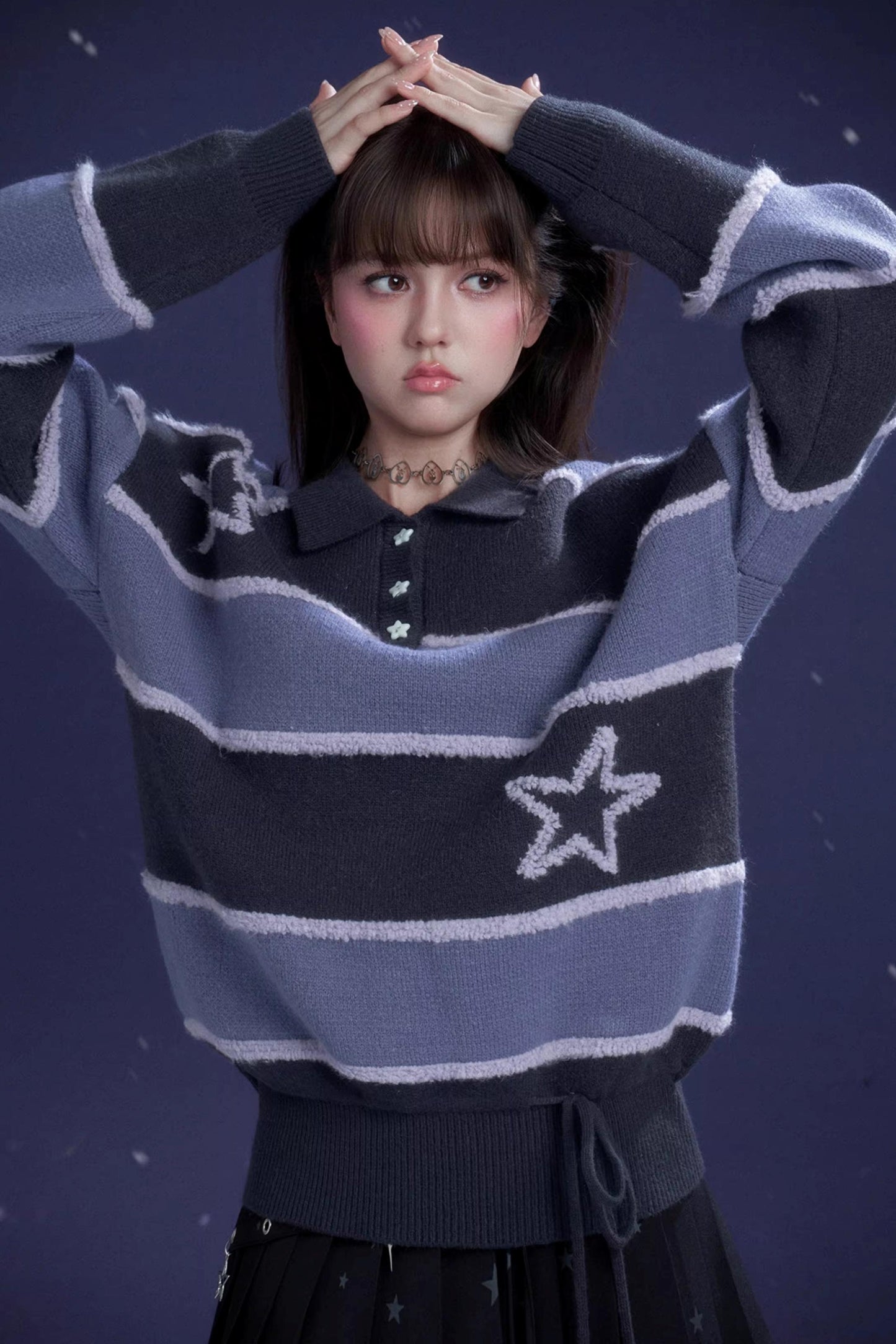 Purple Striped Star Sweater