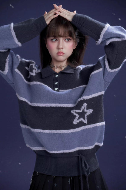 Purple Striped Star Sweater