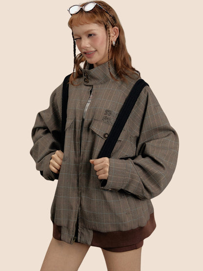 Versatile Retro Checked Jacket