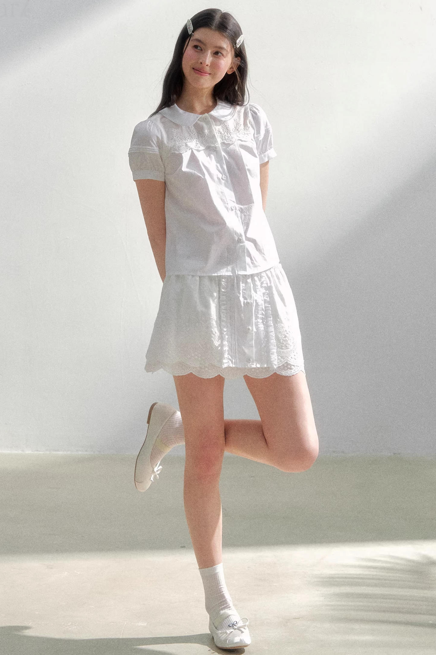 Pure White Embroidered Skirt