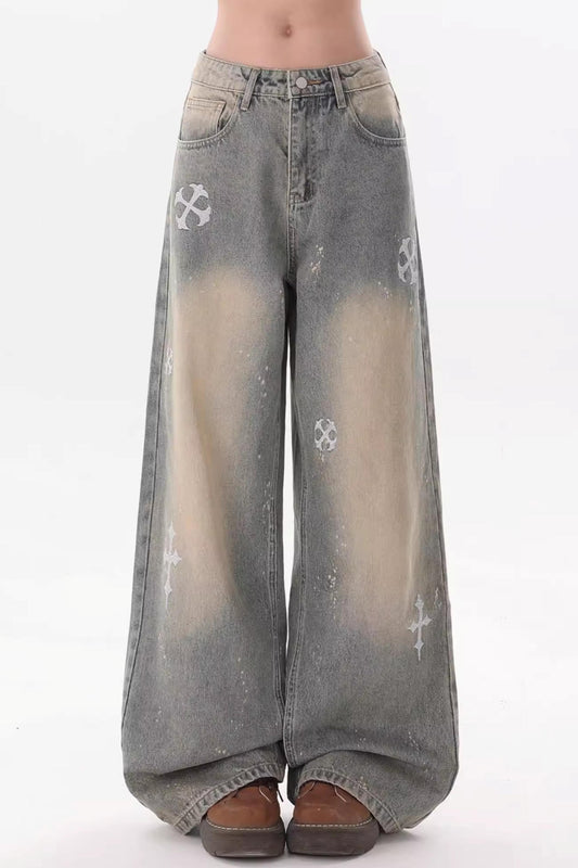 Retro Distressed Denim Pants