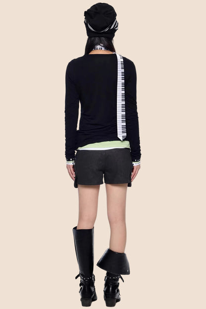 Retro-Slim-Oberteil mit Nieten