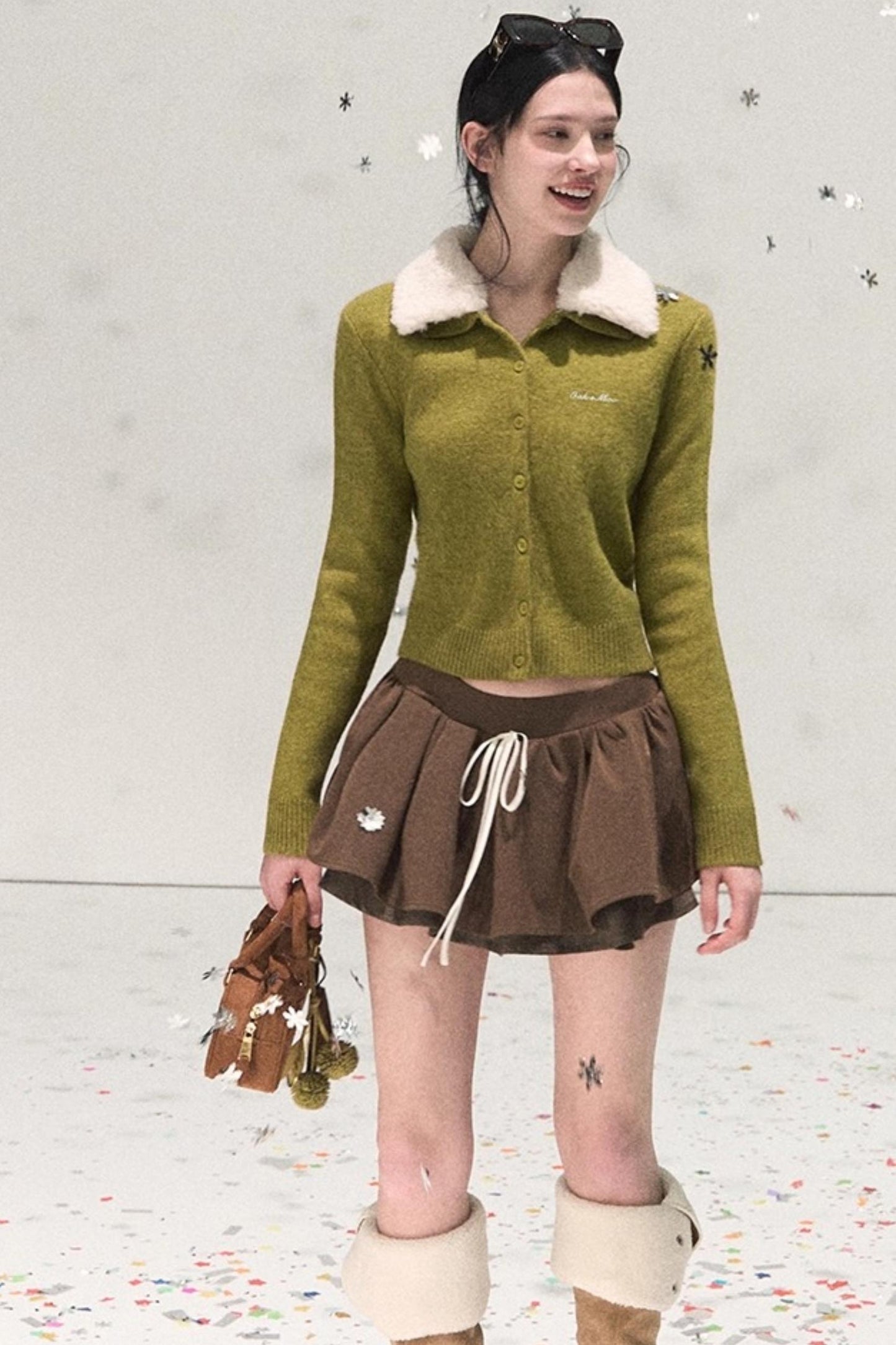 Plaid Color-Blocked A-Line Skirt