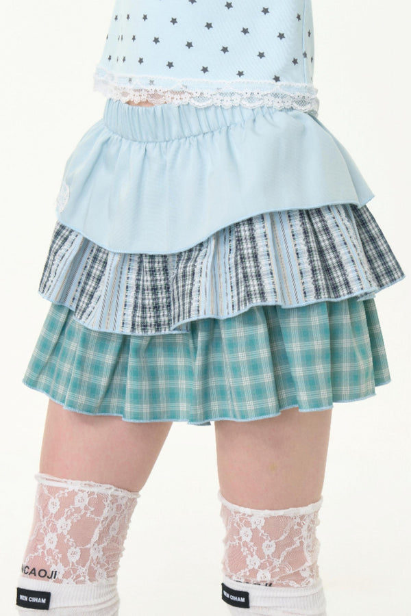 Retro Plaid High-Waisted Skirt