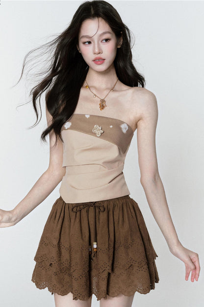 Printed Brown Breeze Blouse & Pants Set-Up