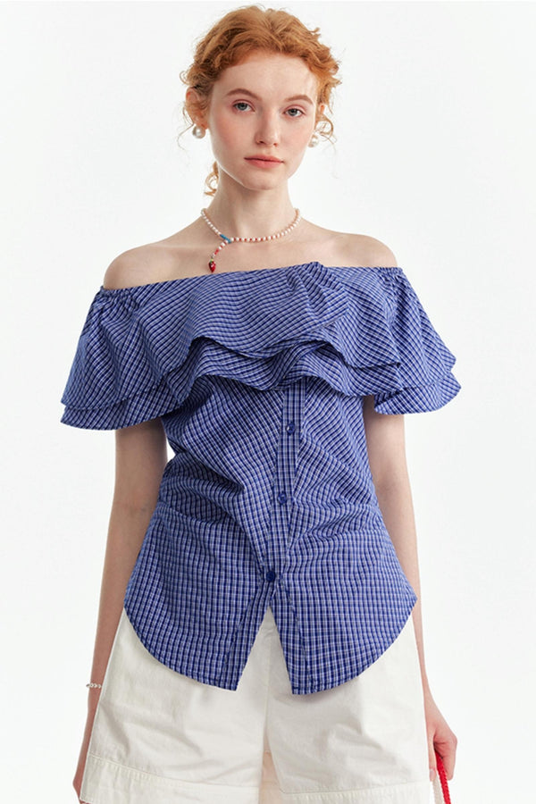 One-Shoulder Lyocell Ruffled Slimming Top