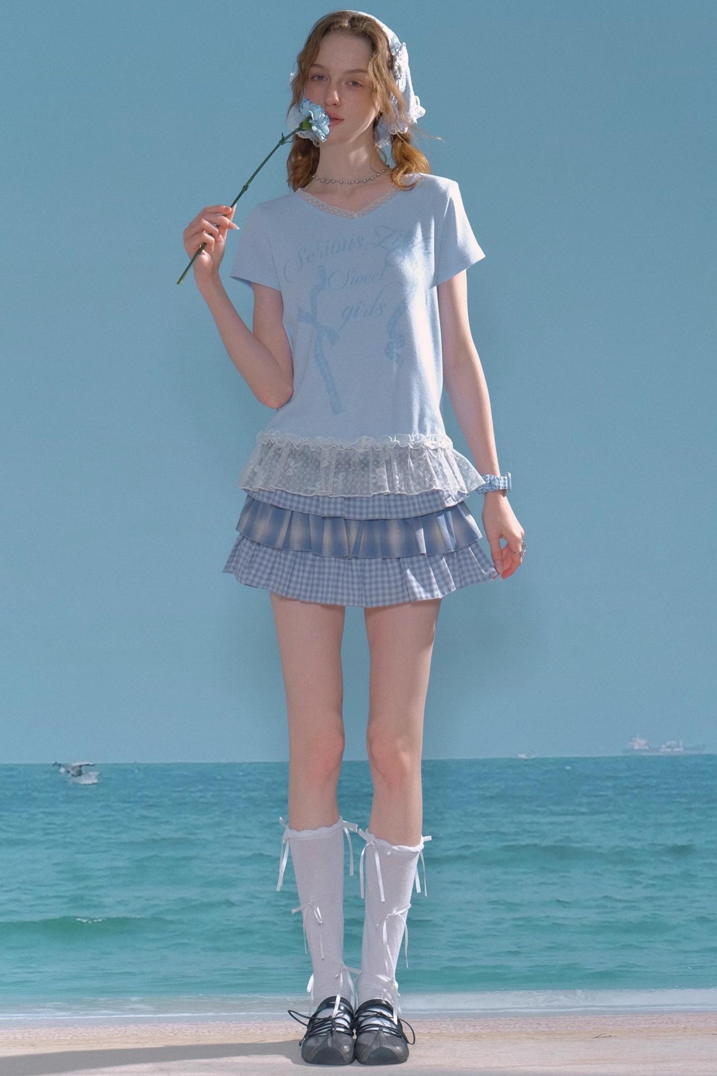 High-Waisted Tie-Dye Pleated Skirt