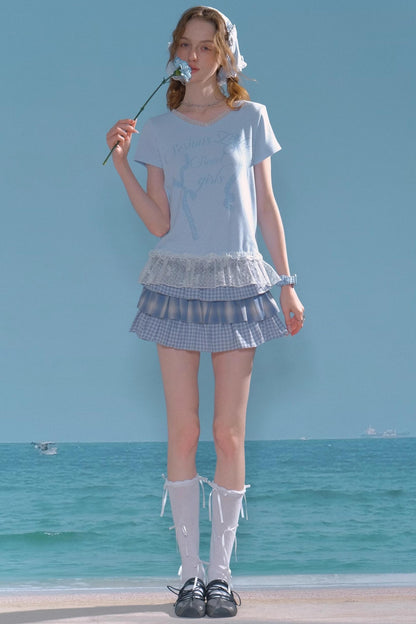 High-Waisted Tie-Dye Pleated Skirt