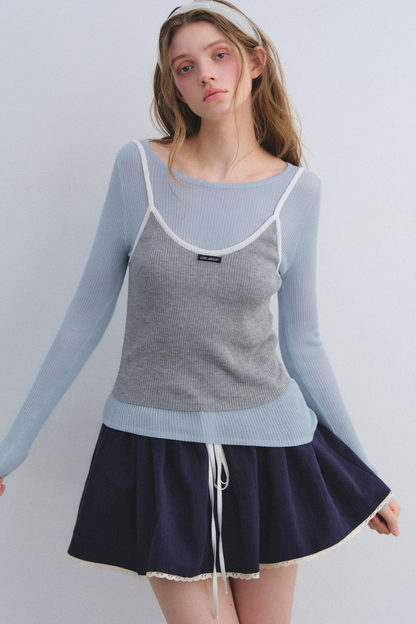 Farbblockiertes Strick-Camisole-Top