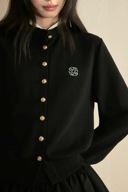Preppy Knit Cardigan Pleated Skirt Set-Up