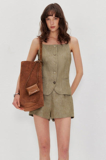 Tawny Linen Vest Set-Up