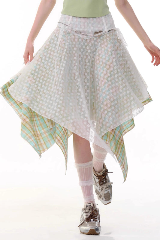 Summer Green Plaid Skirt