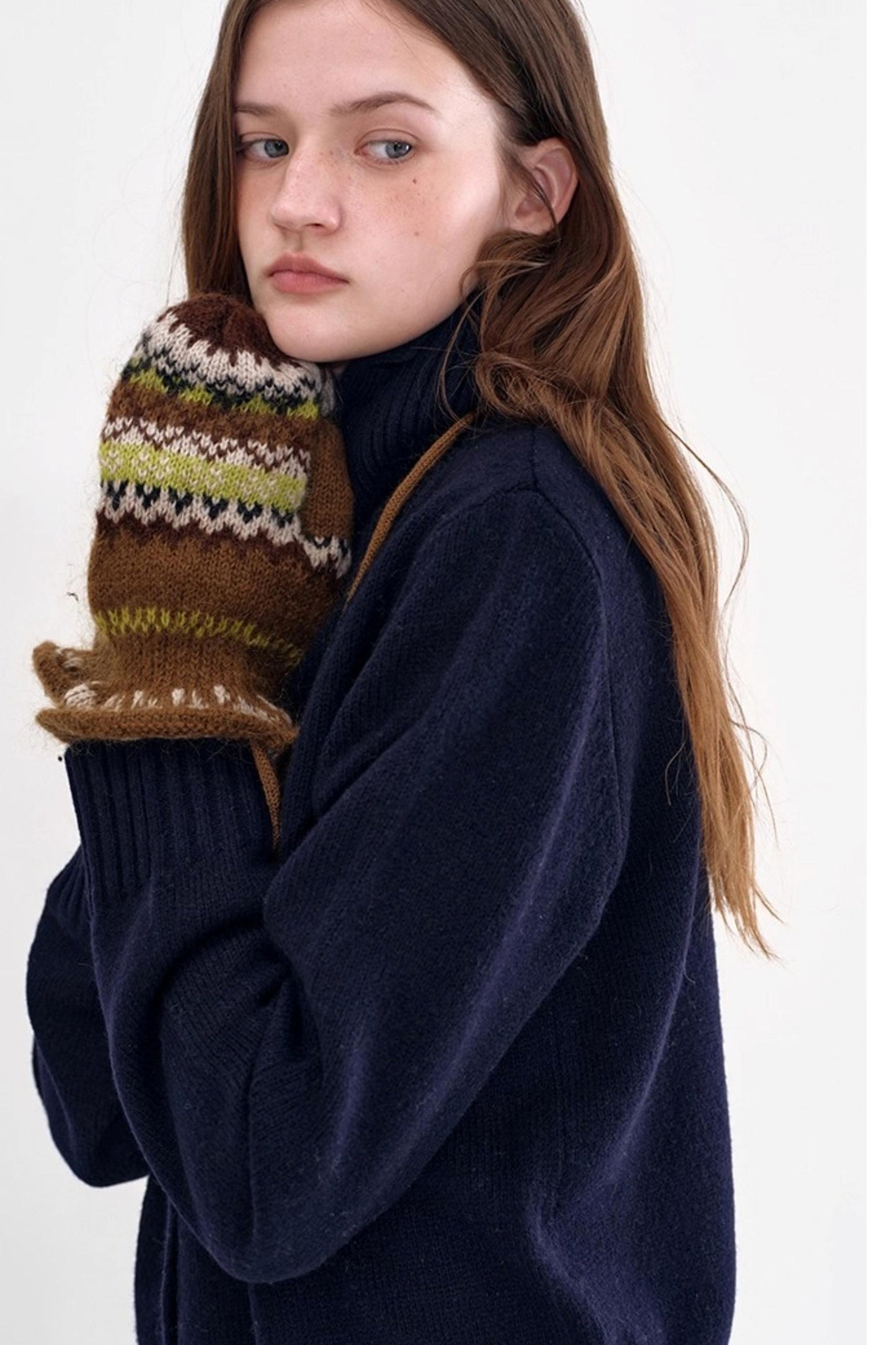 Mohair Fair Isle Knit Gloves