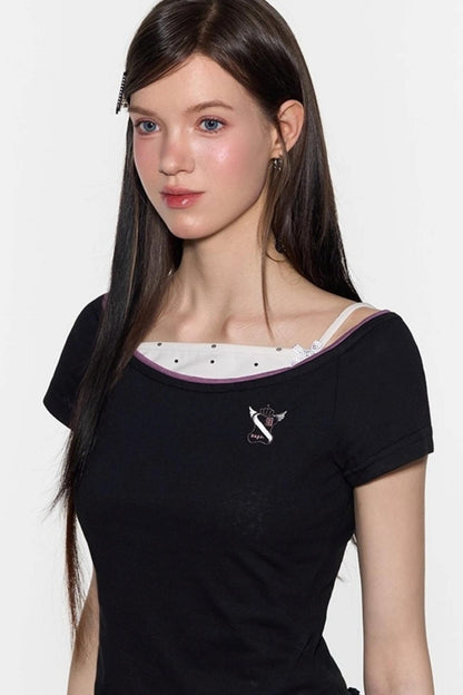 Nap Embroidery Short Sleeve T-Shirt
