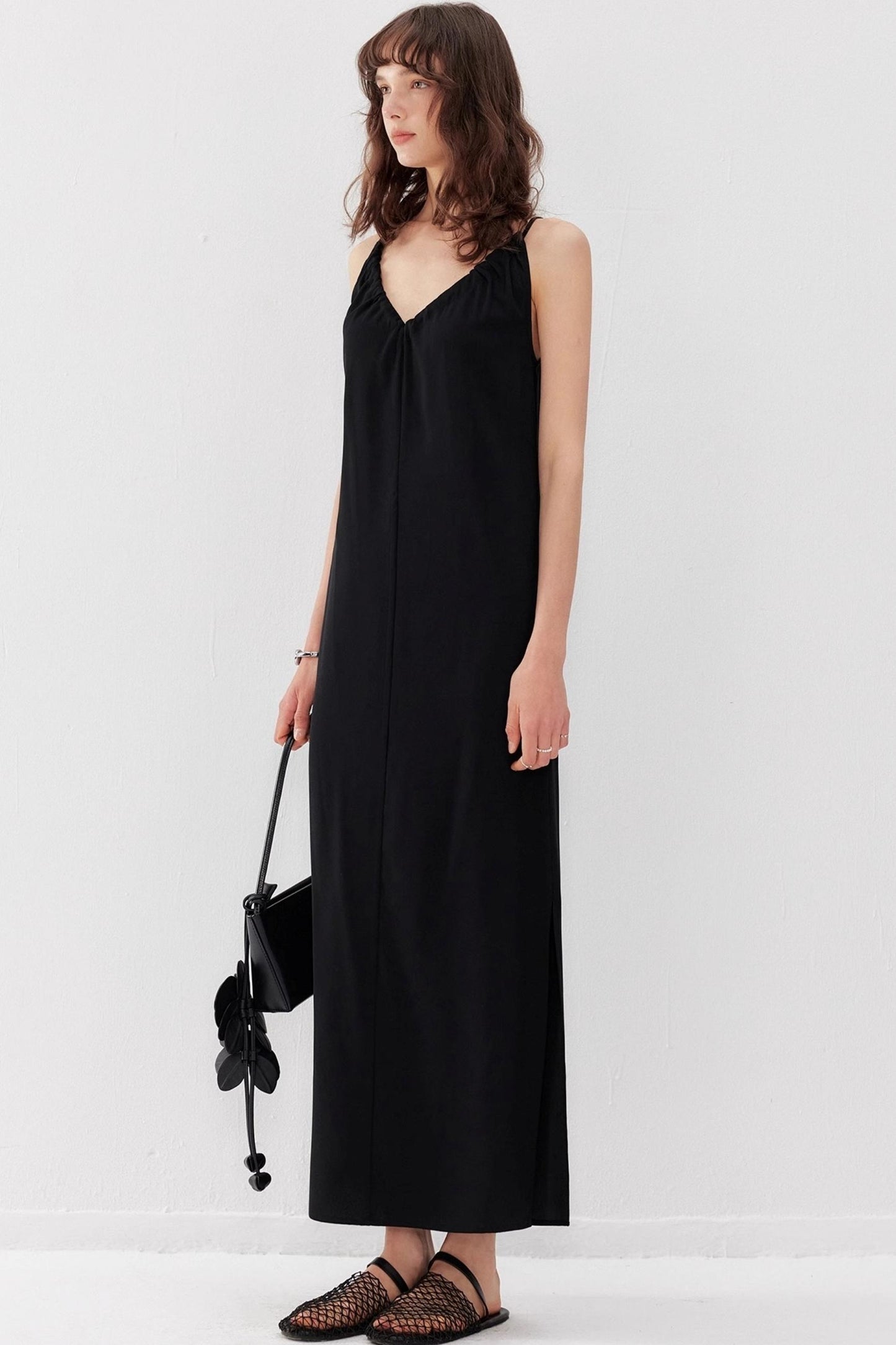 Draped Acetate Halter Maxi Dress