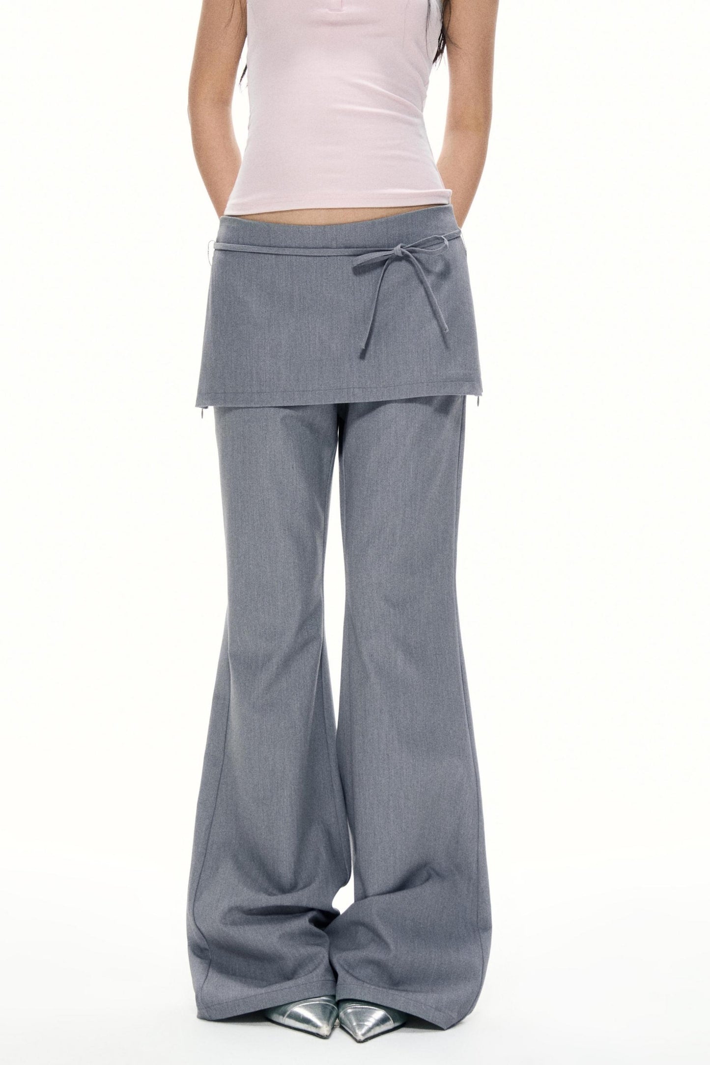 Summer Gray Wide Leg Suit Pants