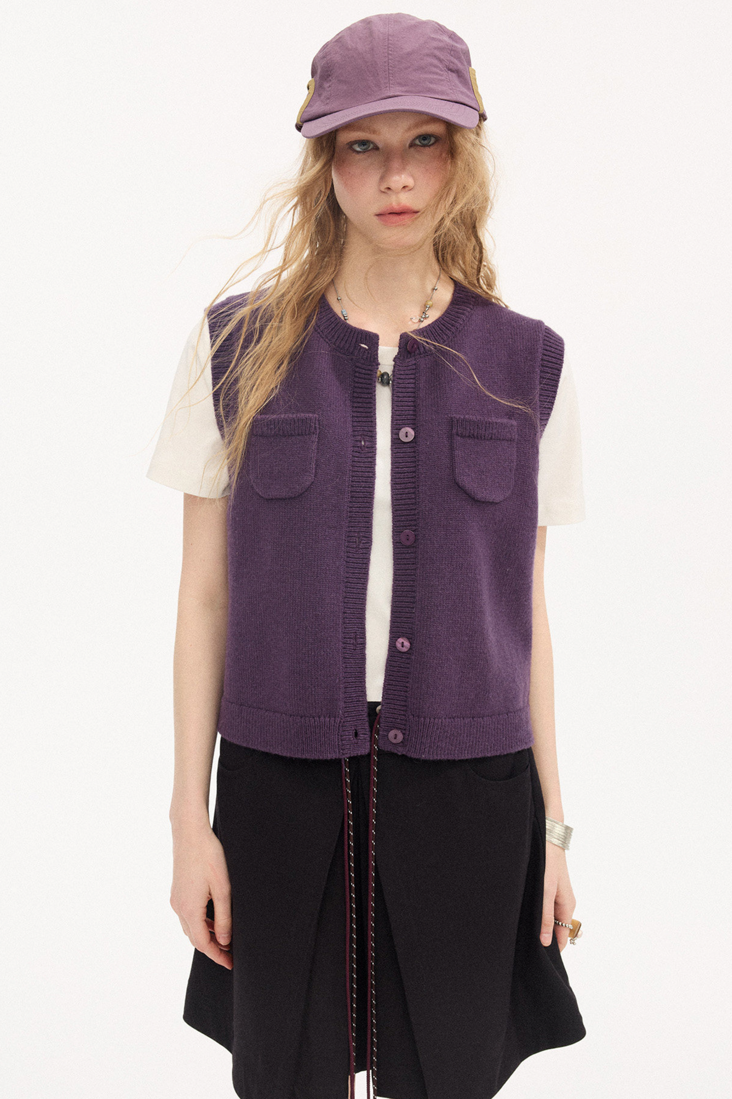 Rundhals Strickweste Cardigan