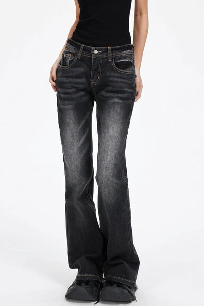 Slimming God Black Gray Denim Trousers