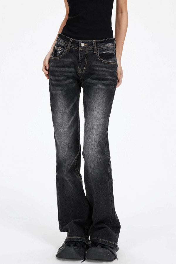 Slimming God Black Gray Denim Trousers