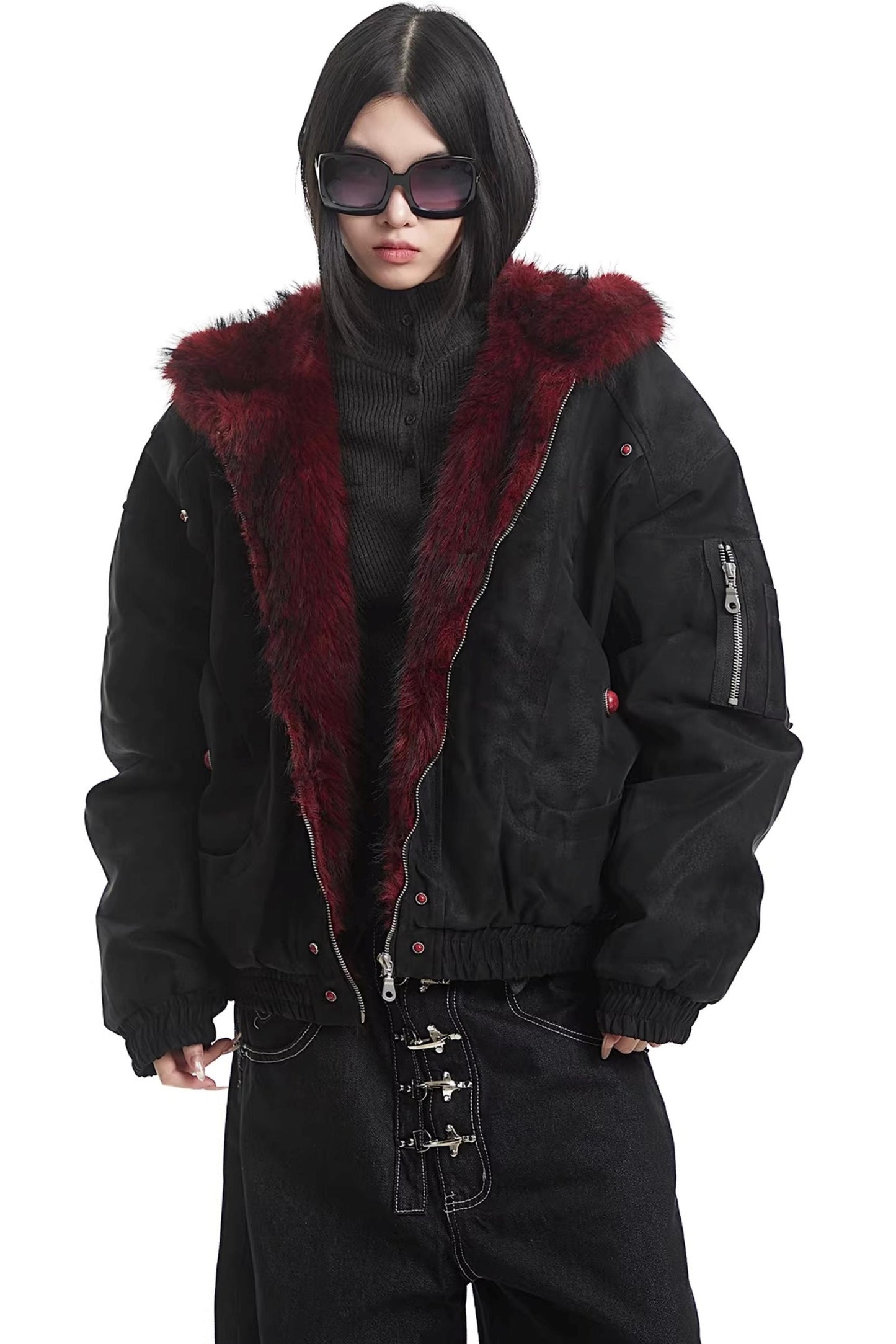 Retro Fur Collar Hooded Cotton Jacket