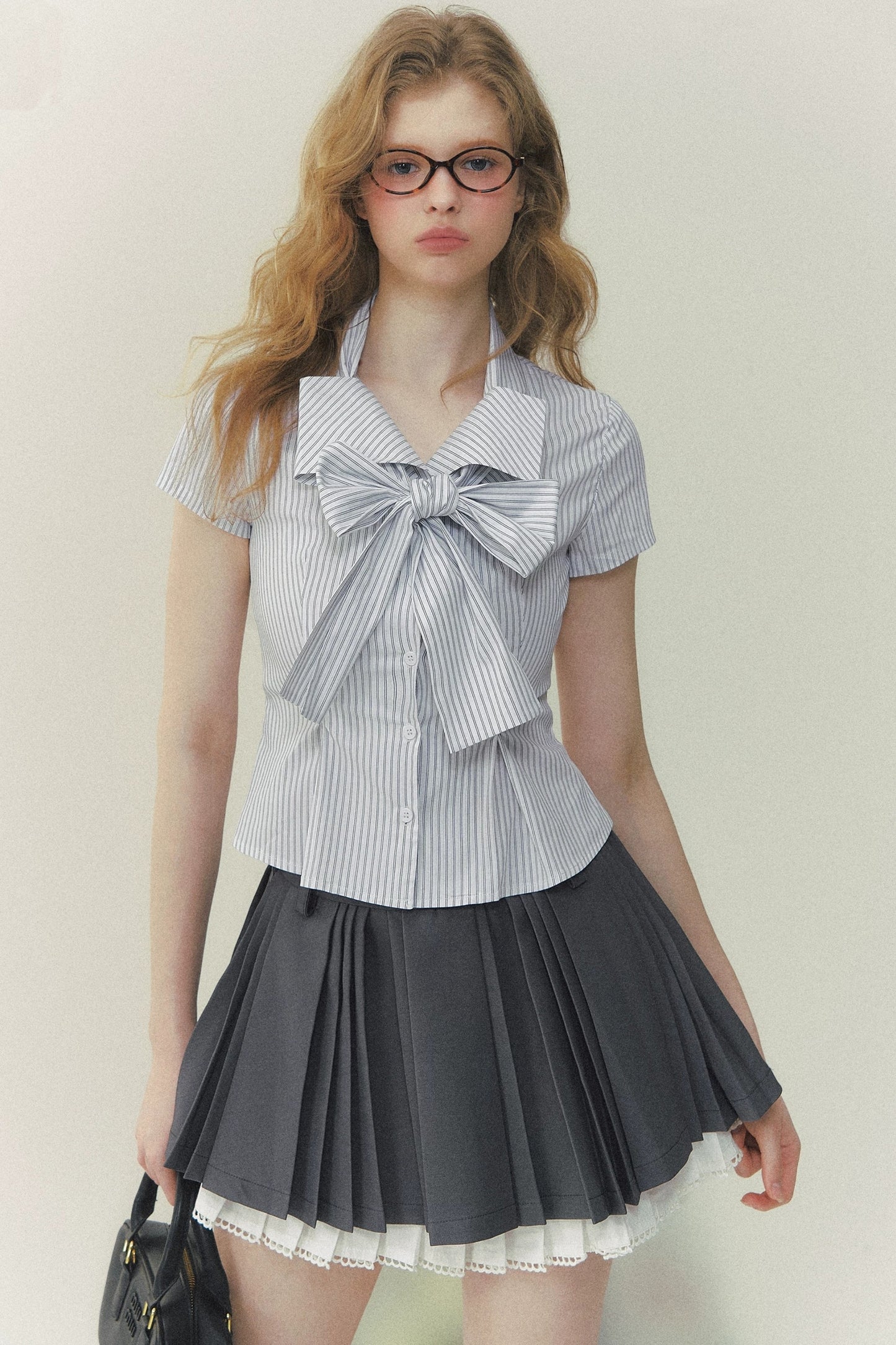 Lace Pleated A-Line Skirt