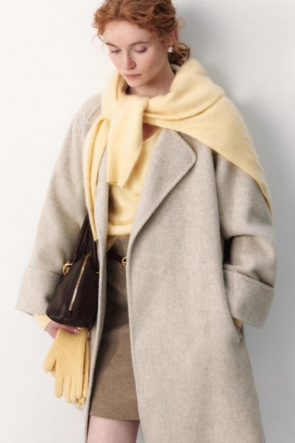 Glutinous White Wool Coat