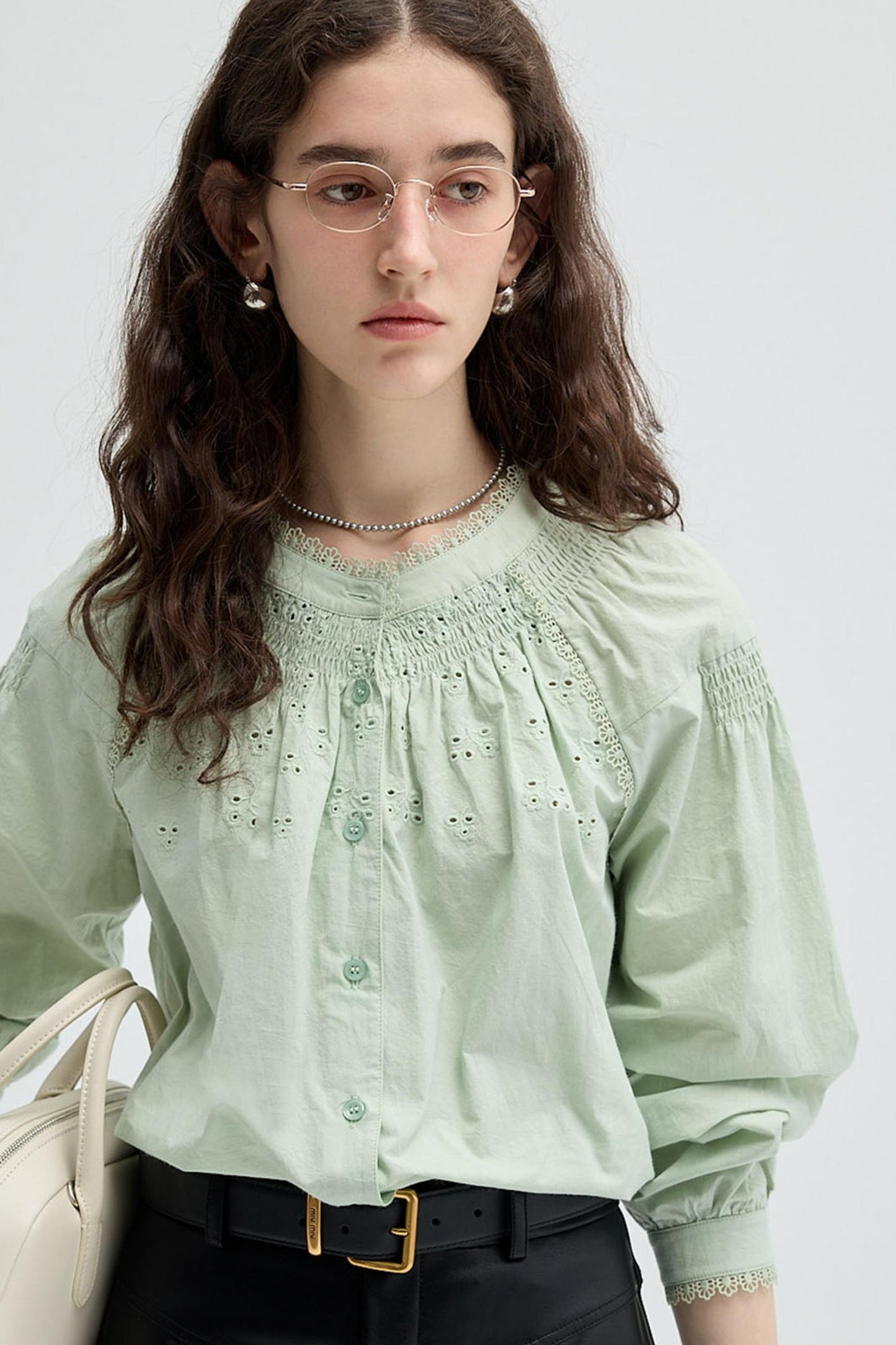 French Embroidered Cut-Out Lace Top