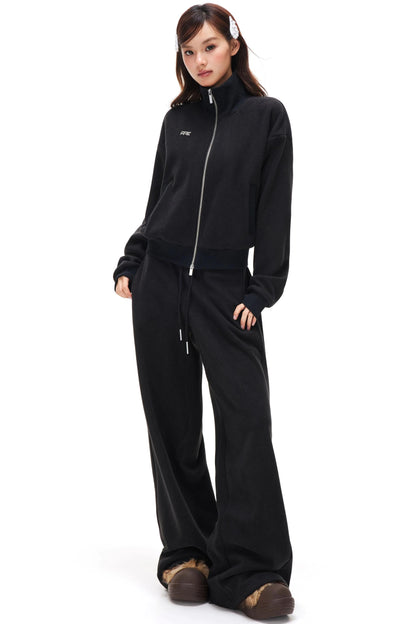 Fleece Zipper Jacket and Pants Suit Set-Up