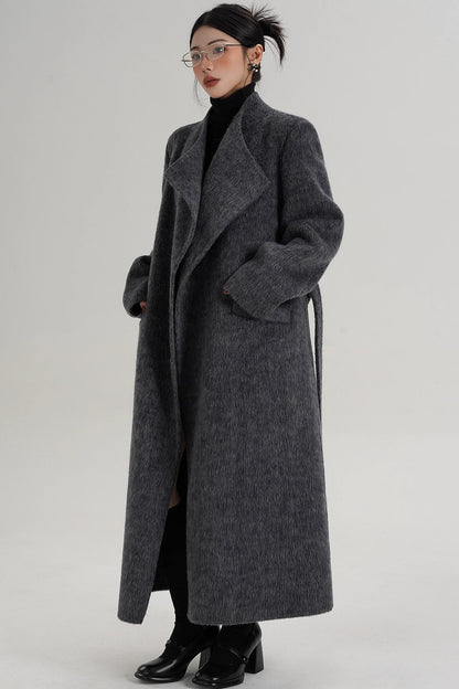 Elegant Gray-Blue Wool Coat