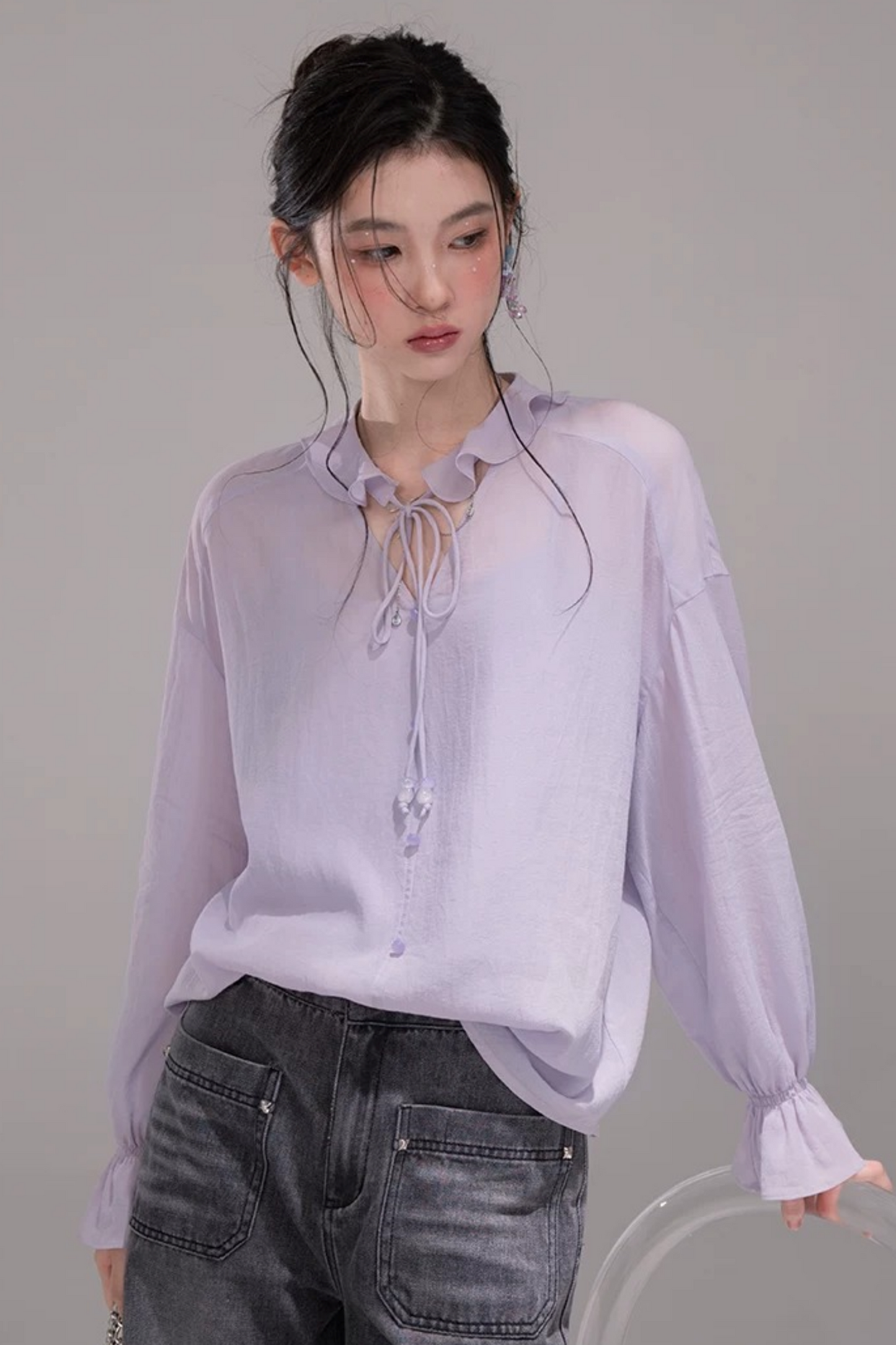 Conjunto de blusa púrpura oscuro de acetato