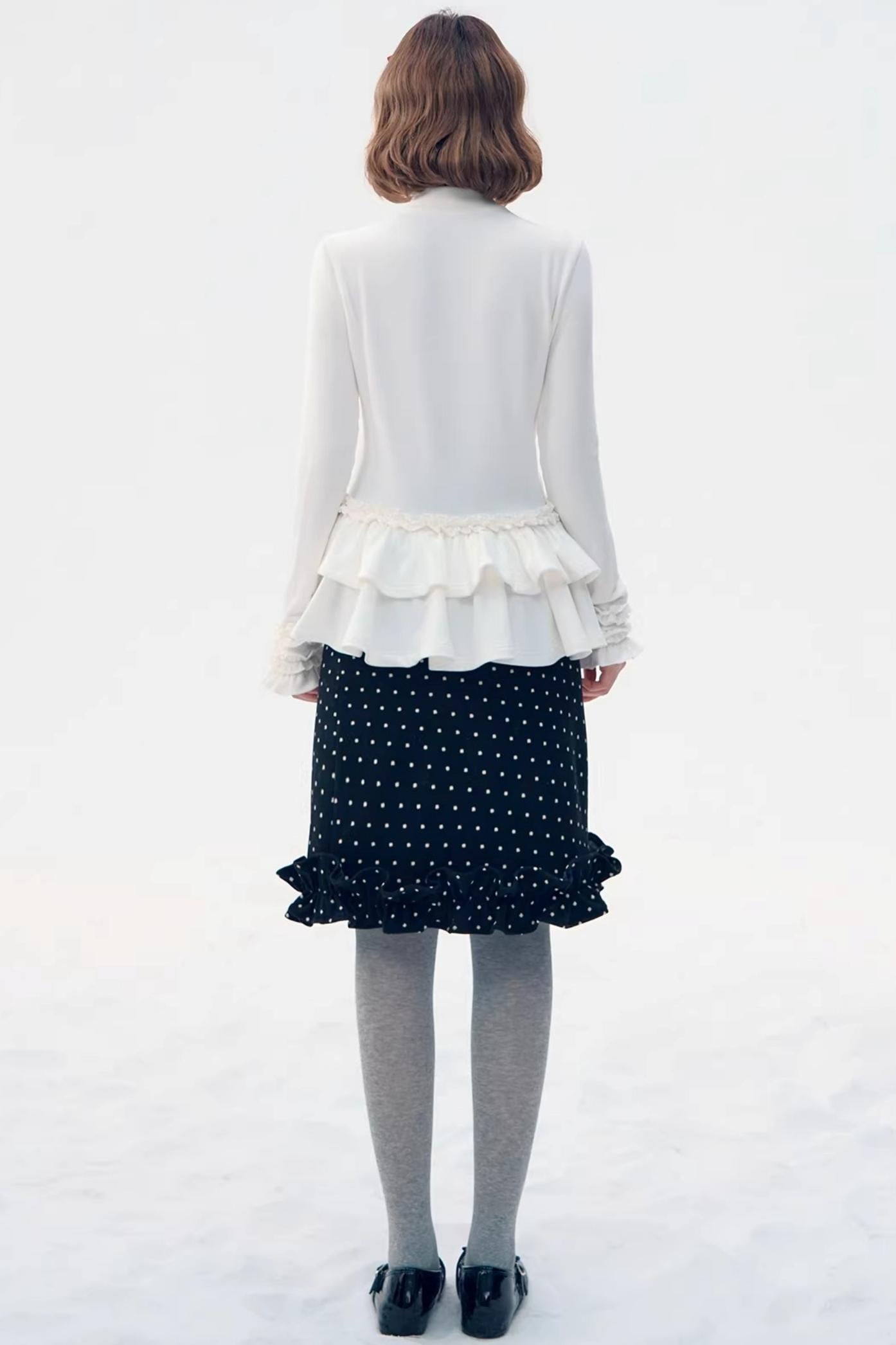 Six-Button Lace Hem Top