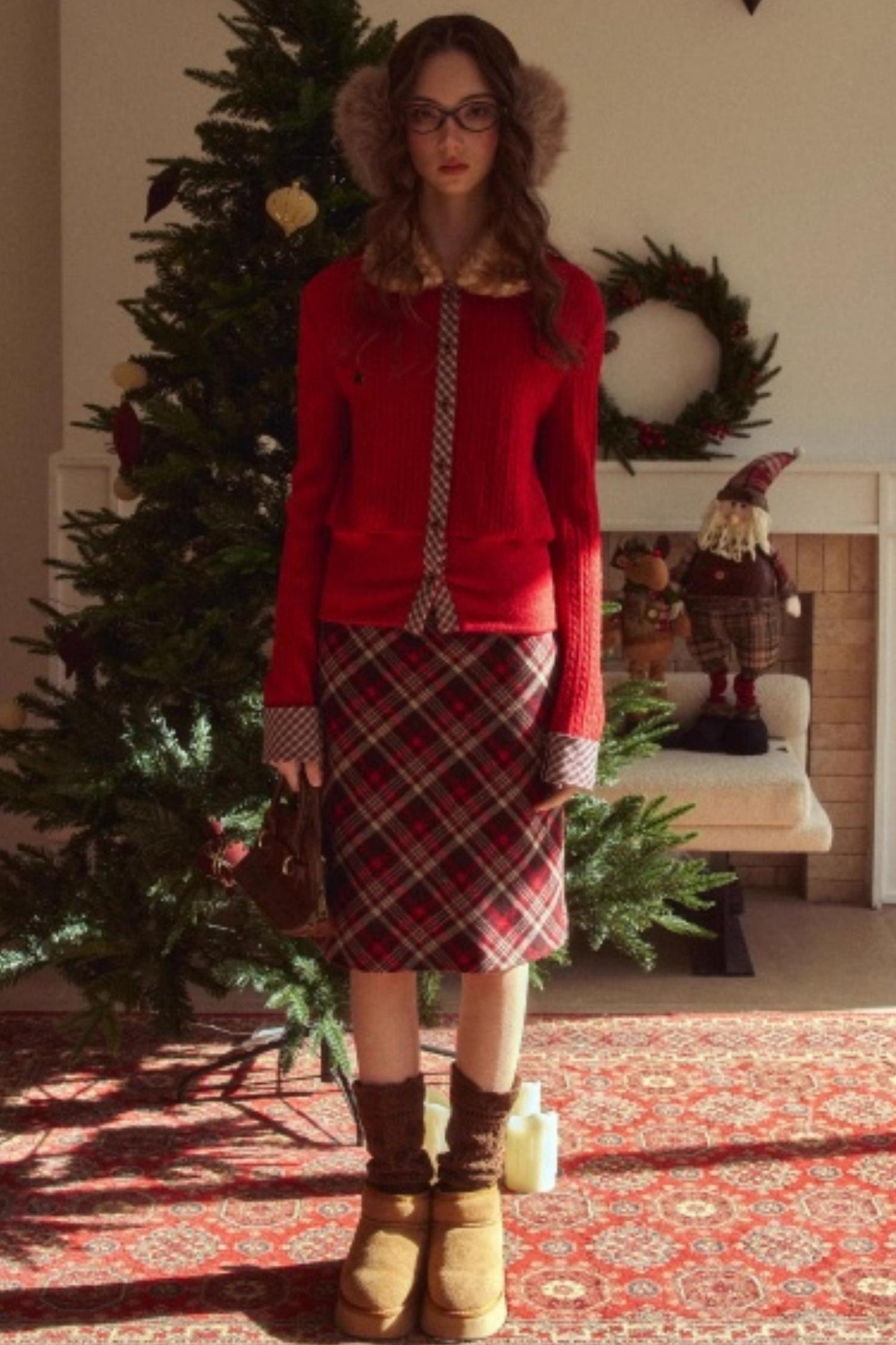 Retro Reindeer Plaid Sweater