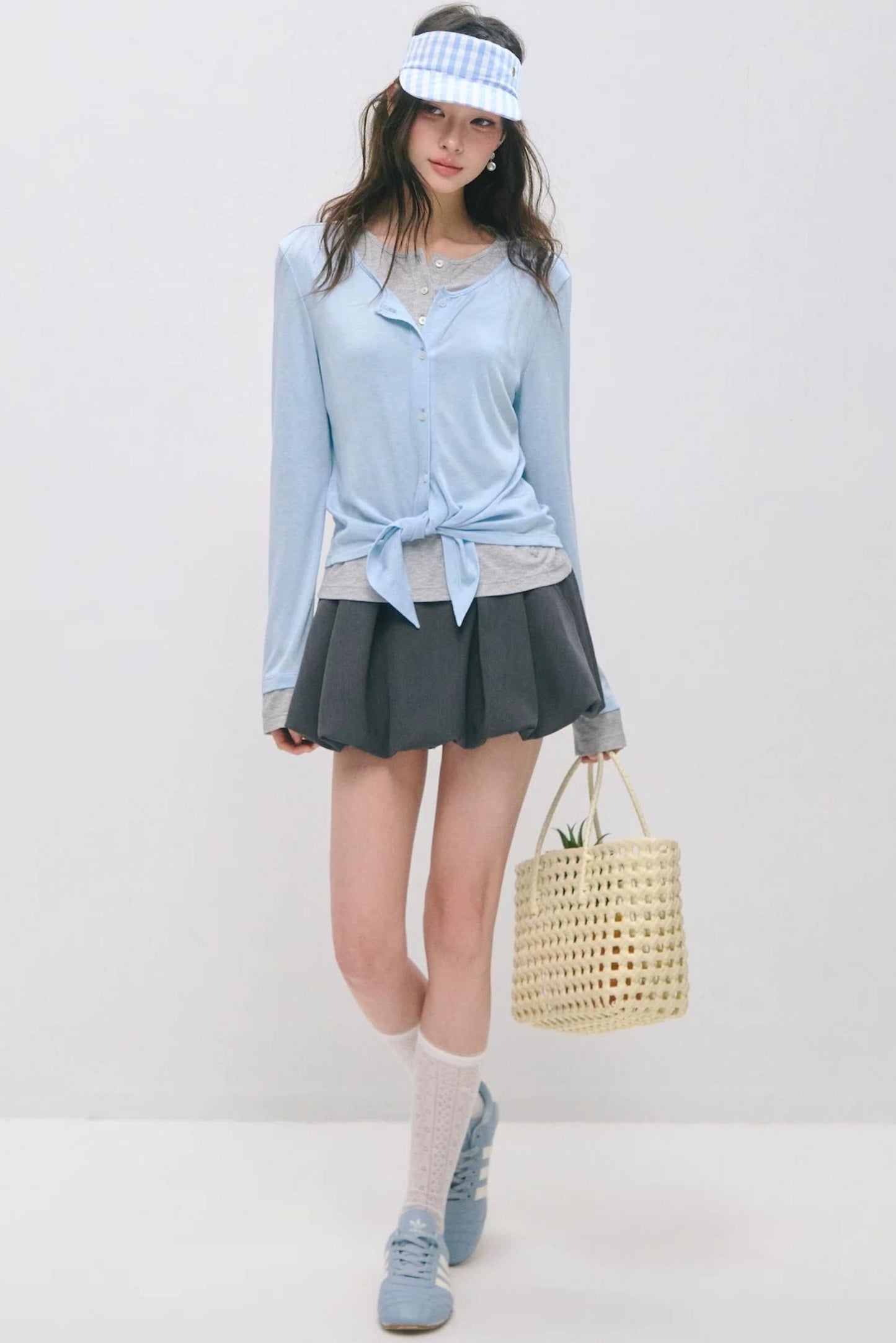Layered Fake Two-Piece Tencel Wool Top