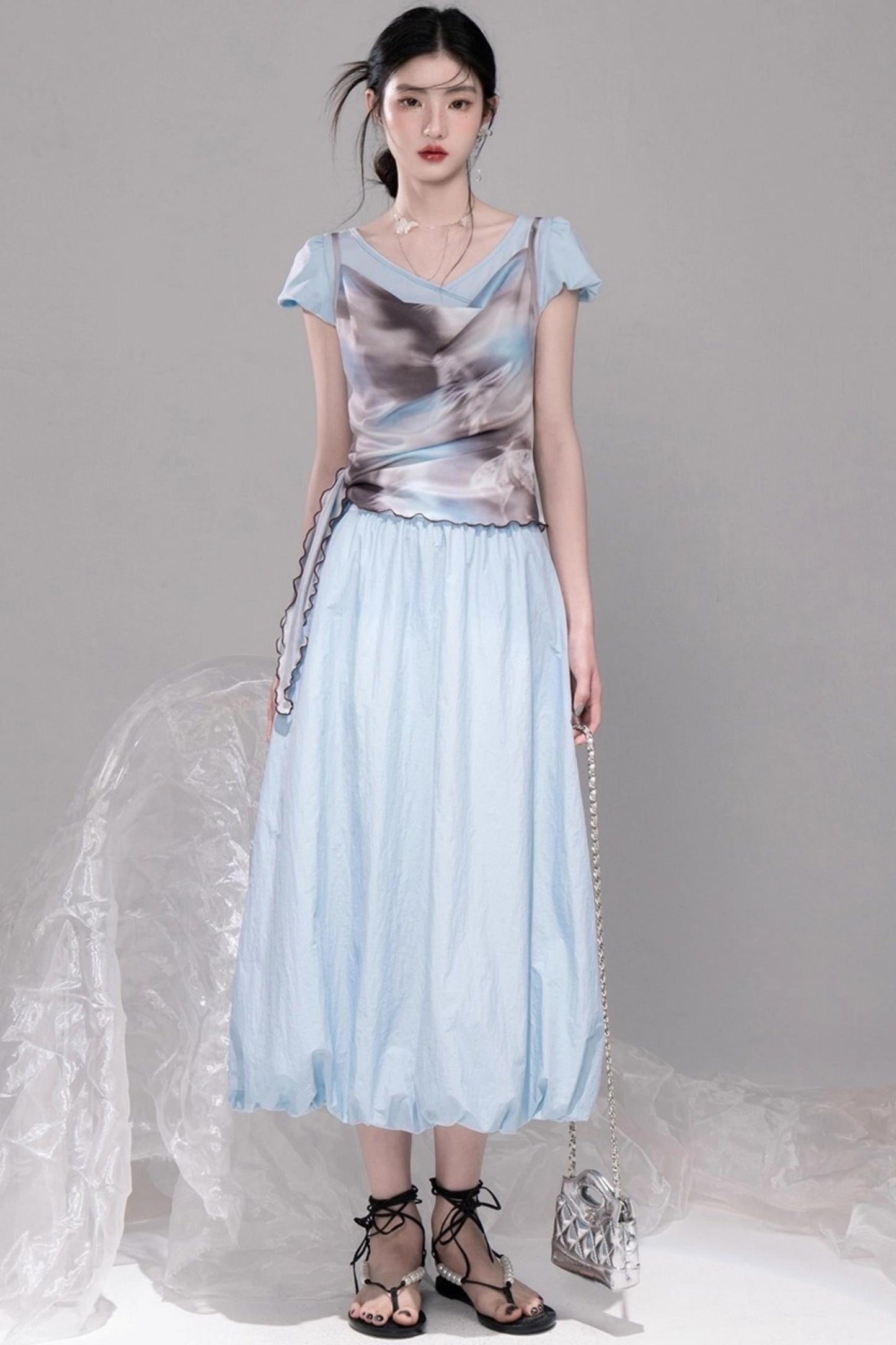 Twilight Sky Blue Swing Dress Set-Up