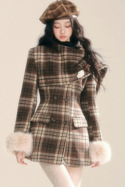 Korean Checked Woolen Jacket