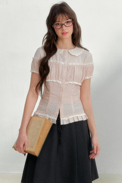 Cotton Linen Polka Dot Blouse