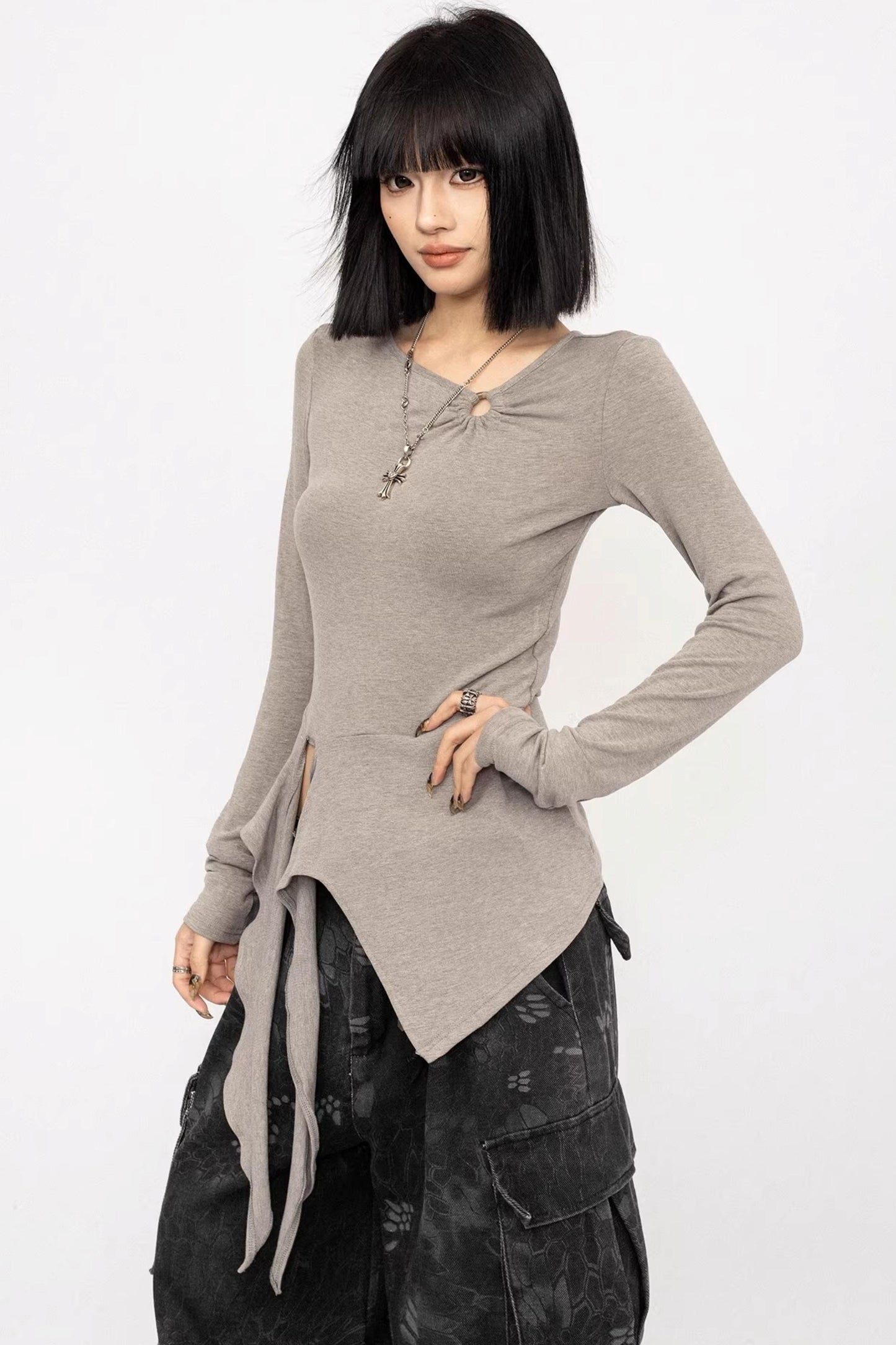 Twisted Tie Slim-Fit Blouse