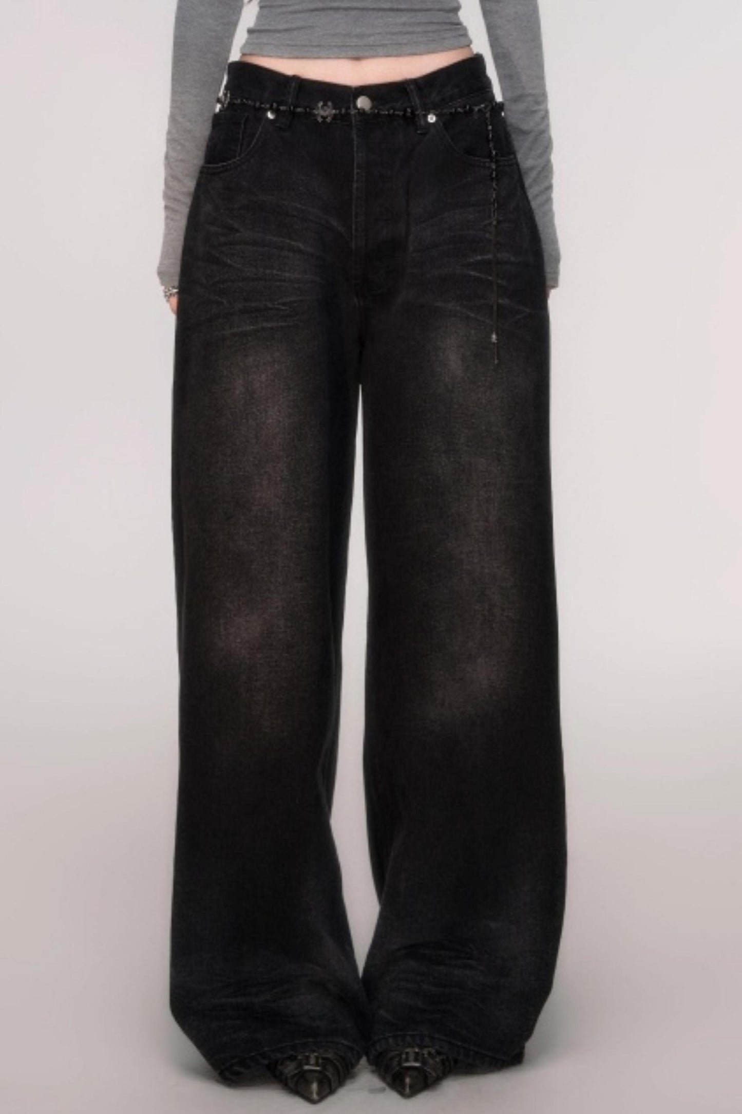 Light Distressed High-Waisted Jeans