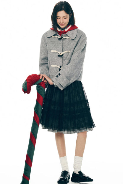 Retro Woolen Horn Button Jacket