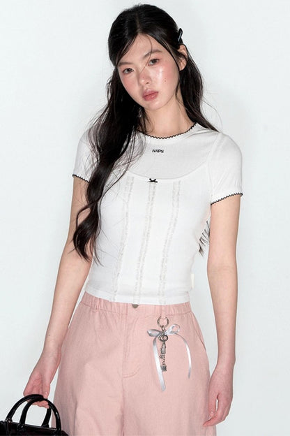 Summer Lace Suspenders Cropped Vest