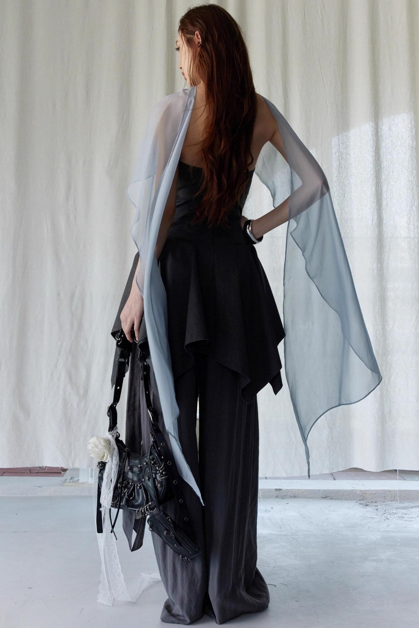 Wax-Dyed Asymmetric Hem Vintage Vest