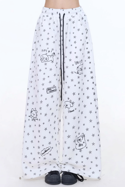 Star-Printed Retro Sweatpants