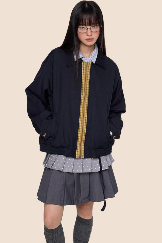 Vintage Contrast Lapel Jacket